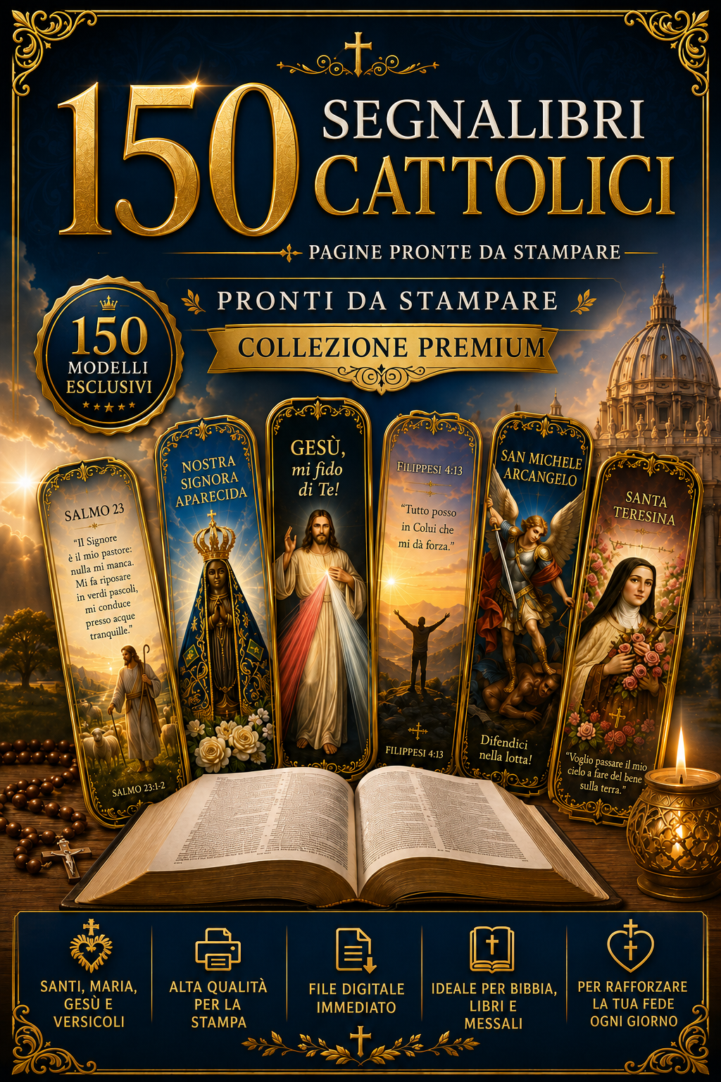 Copertina della collezione di 150 Segnalibri Cattolici