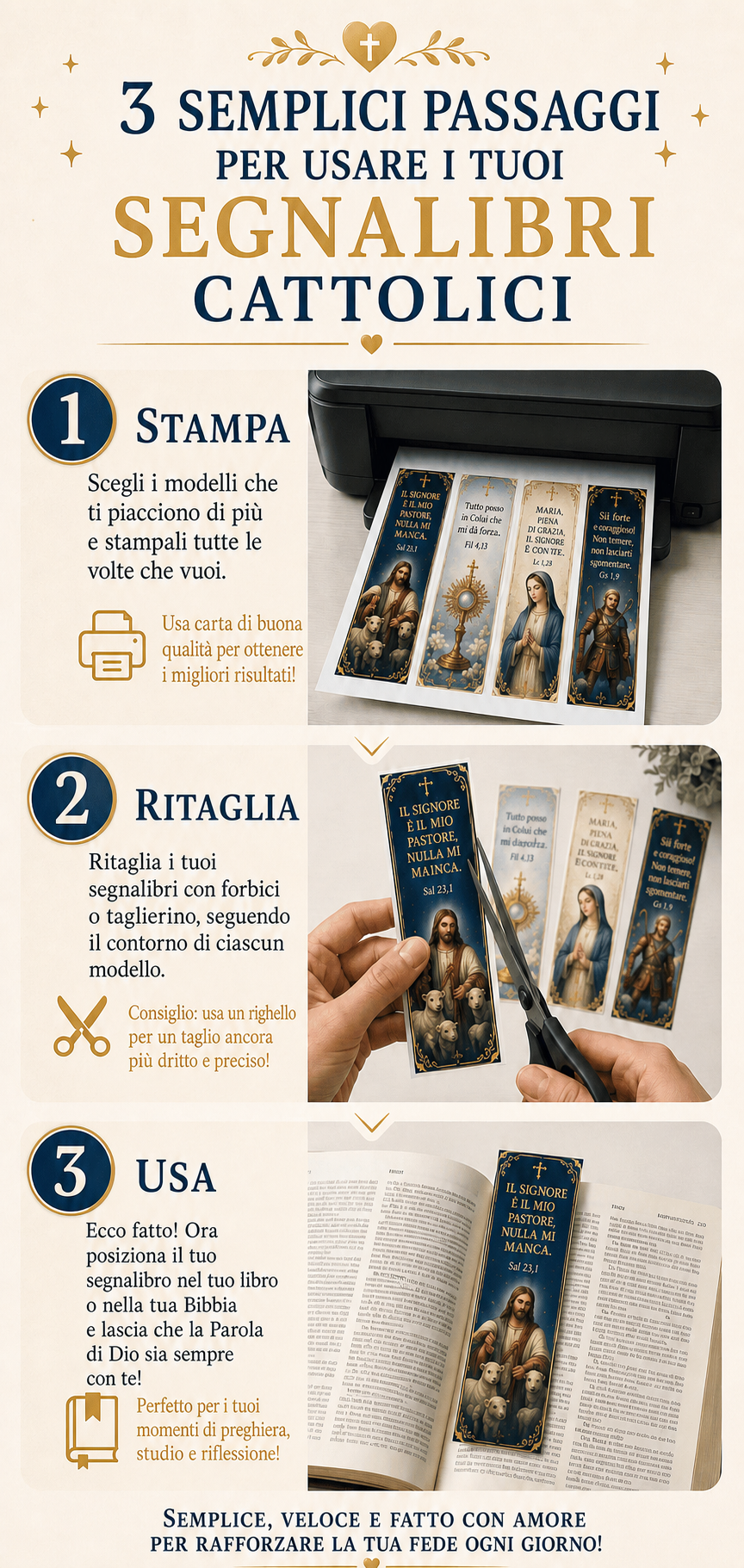Tre semplici passaggi: stampa, ritaglia e usa